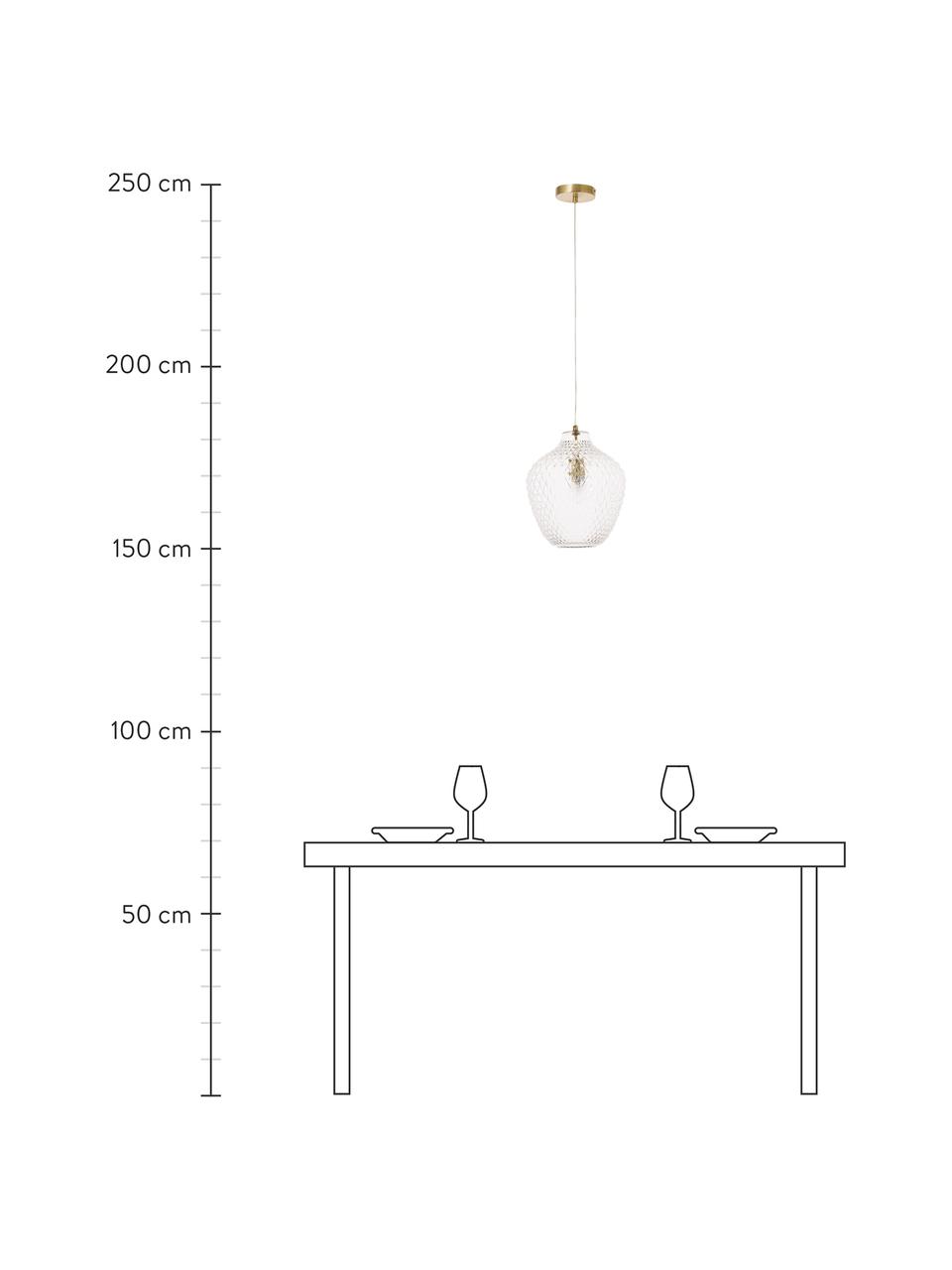 Petite suspension en verre Lee, Transparent, couleur laitonnée, Ø 27 x haut. 33 cm