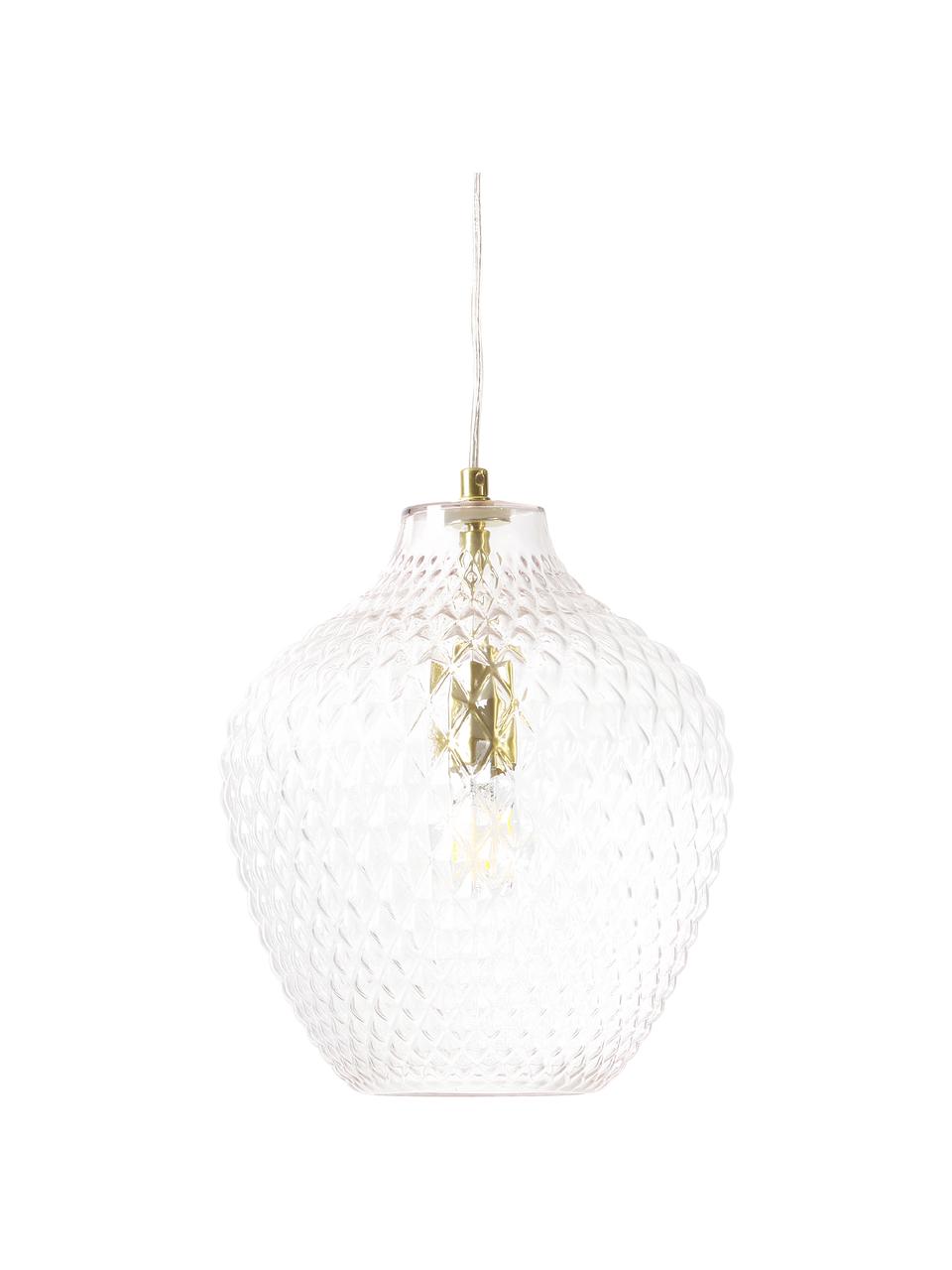 Malé závěsné svítidlo ze skla Lee, Transparentní, mosazná, Ø 27 cm, V 33 cm