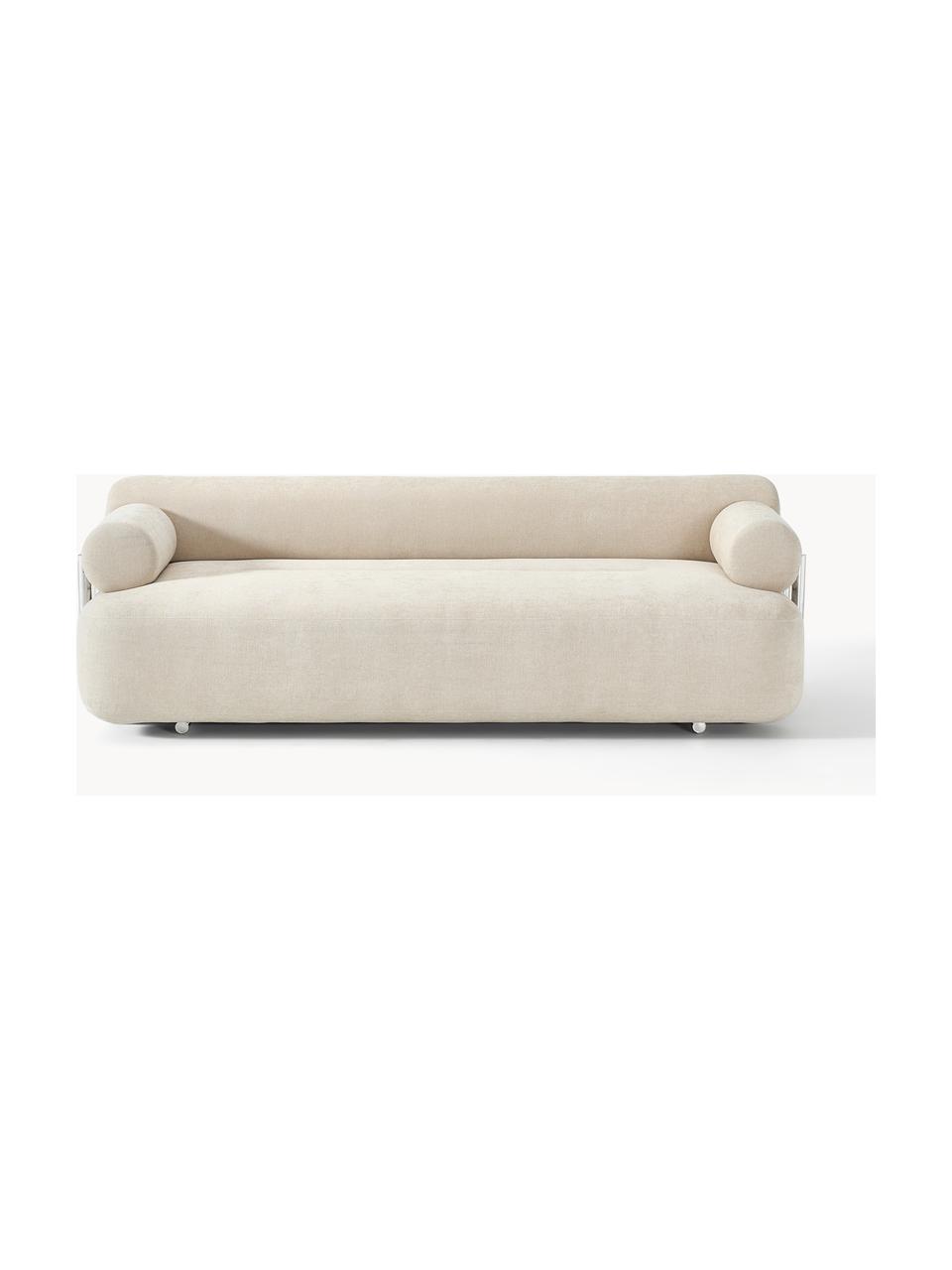 Sofa Stella (3-Sitzer), Bezug: 85 % Polyester, 15 % Baum, Gestell: Massives Fichtenholz, PEF, Webstoff Off White, B 222 x T 100 cm