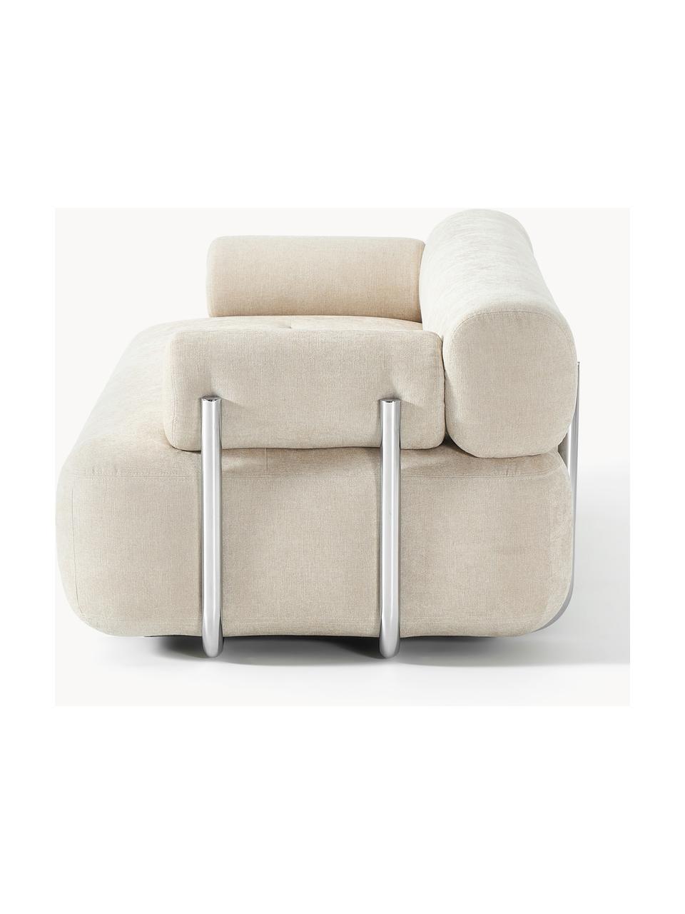 Sofa Stella (3-Sitzer), Bezug: 85 % Polyester, 15 % Baum, Gestell: Massives Fichtenholz, PEF, Webstoff Off White, B 222 x T 100 cm