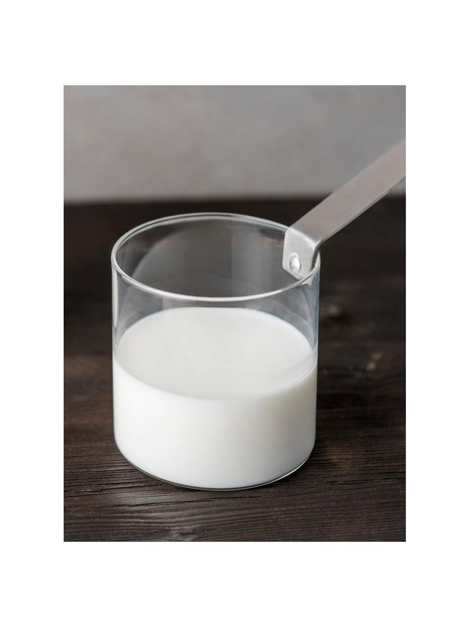 Pentolino per latte in vetro borosilicato Boiler, Manico: acciaio, Trasparente, argentato, Ø 12 x Alt. 12 cm