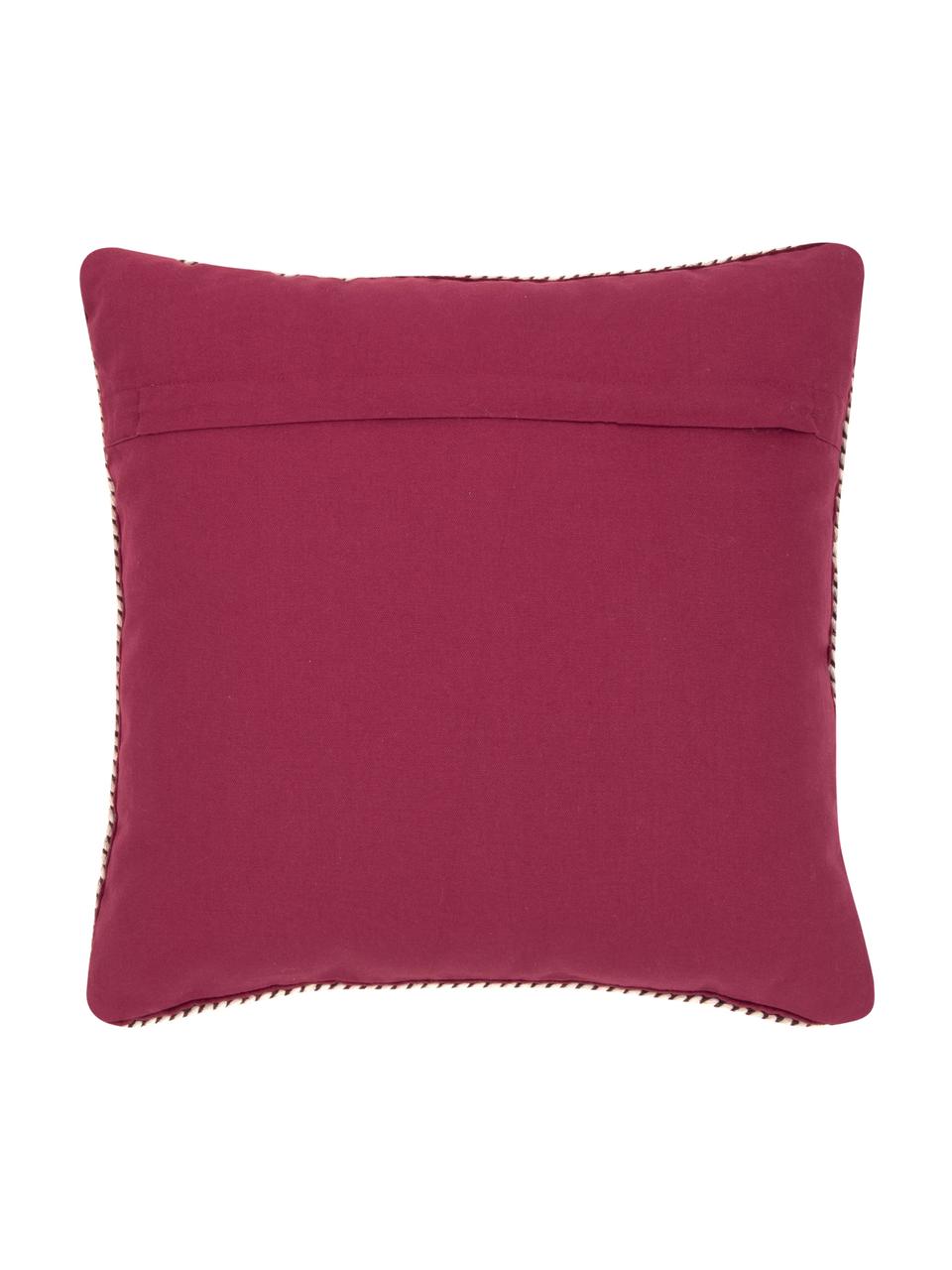 Housse de coussin en velours Martina, Rouge bourgogne, blanc crème