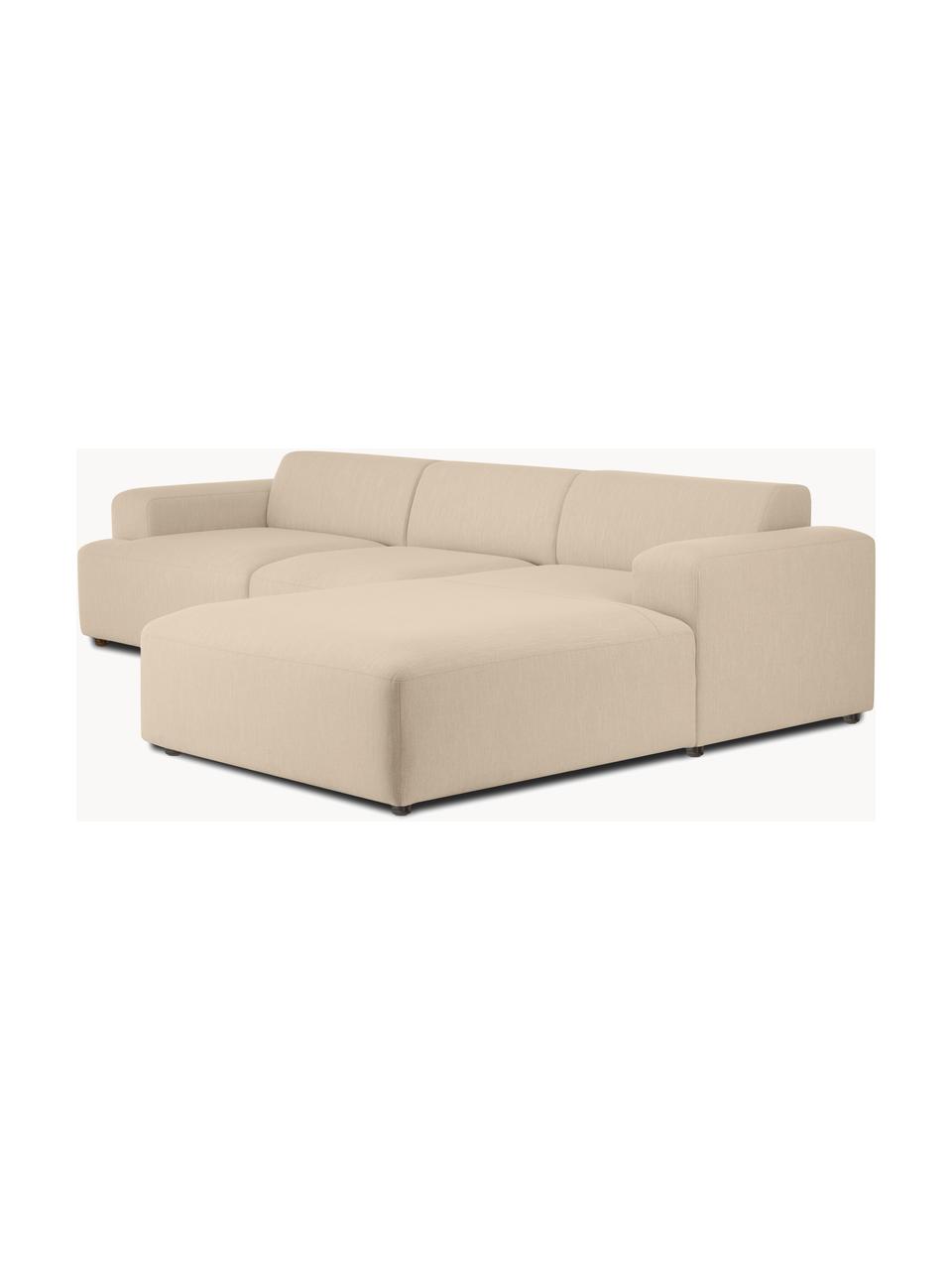 Ecksofa Melva (4-Sitzer), Bezug: 100% Polyester Der hochwe, Gestell: Massives Kiefernholz, Spa, Füße: Kunststoff Dieses Produkt, Webstoff Beige, B 319 x T 196 cm, Eckteil links