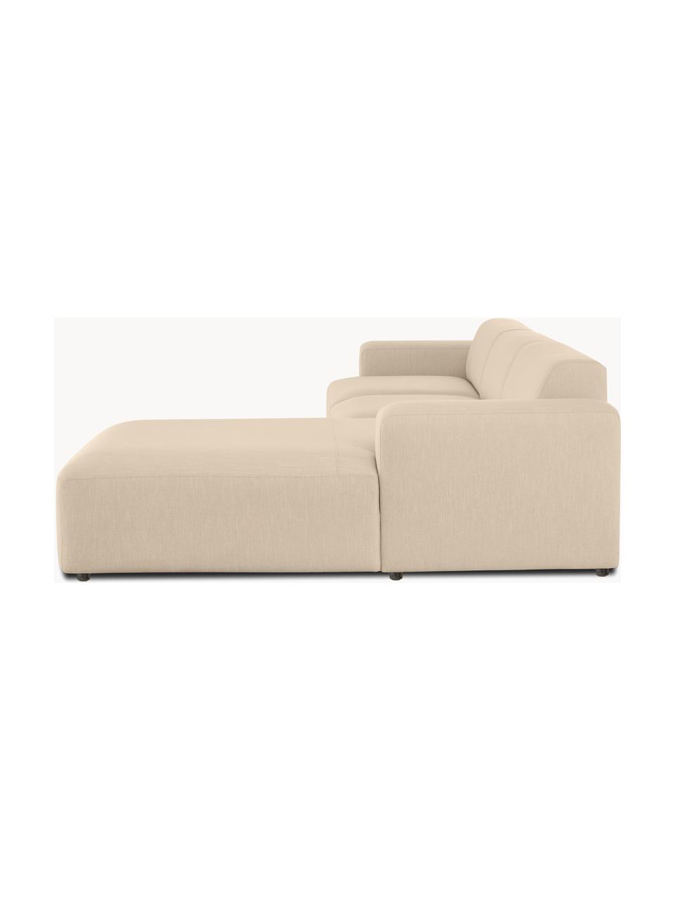 Divano angolare a 4 posti Melva, Rivestimento: 100% poliestre Il rivesti, Struttura: pino massiccio, certifica, Tessuto beige, Larg. 319 x Prof. 196 cm, chaise-longue a sinistra