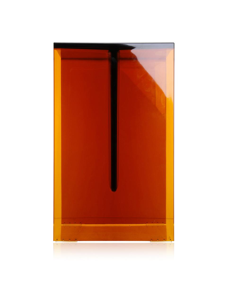 Tavolino di design Max Beam, Polipropilene colorato trasparente, certificato Greenguard, Ambrato, Larg. 33 x Alt. 47 cm