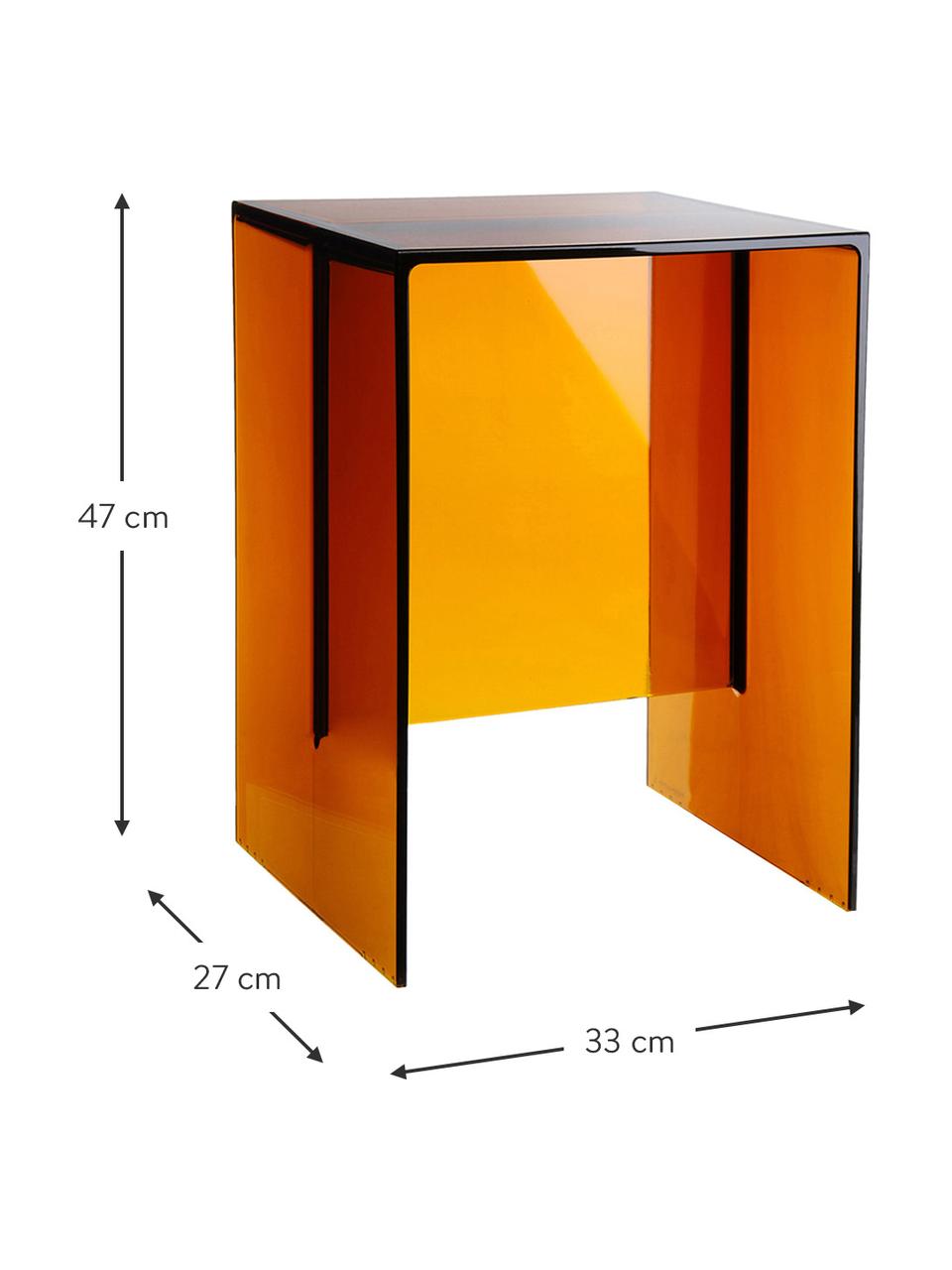 Table d'appoint design Max-Beam, Polypropylène teinté et transparent, certifié Greenguard, Ambré, larg. 33 x haut. 47 cm