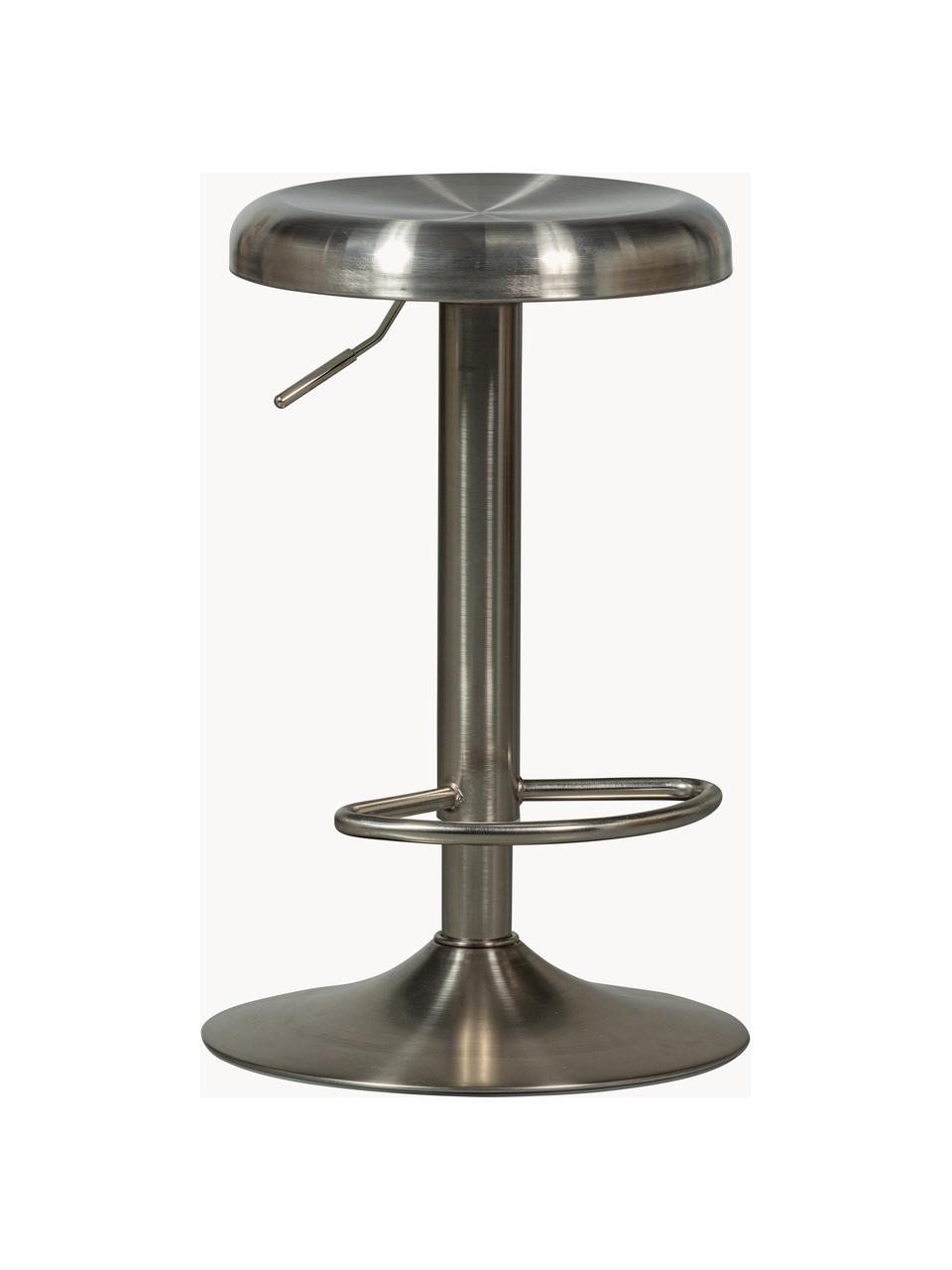 Tabouret de bar en métal Isaac, hauteur réglable, Aluminium, enduit, Argenté, Ø 39 x haut. 61 - 81 cm