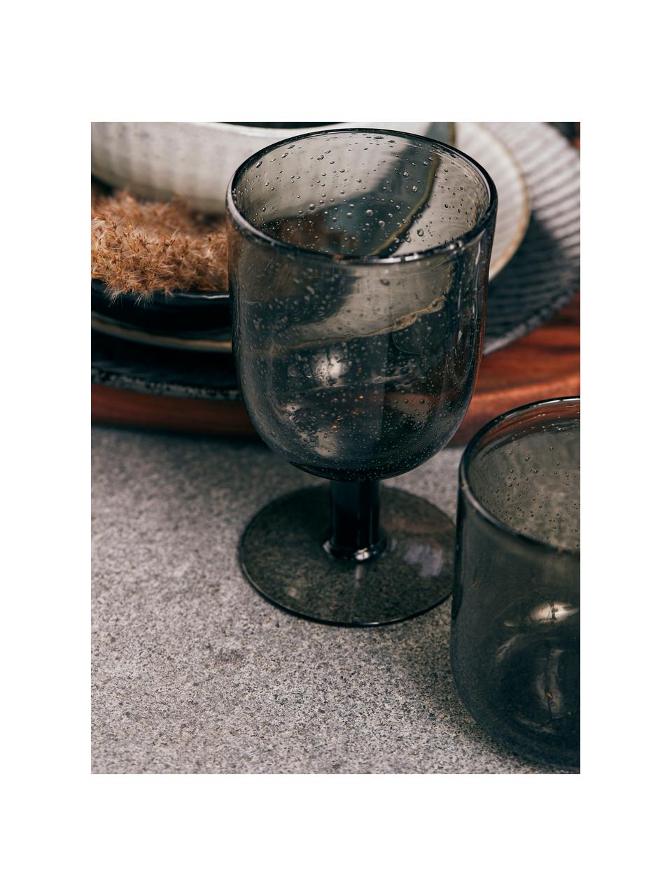 Verres à eau soufflés bouche Leyla, 6 pièces, Verre, Gris, transparent, Ø 8 x haut. 9 cm, 300 ml