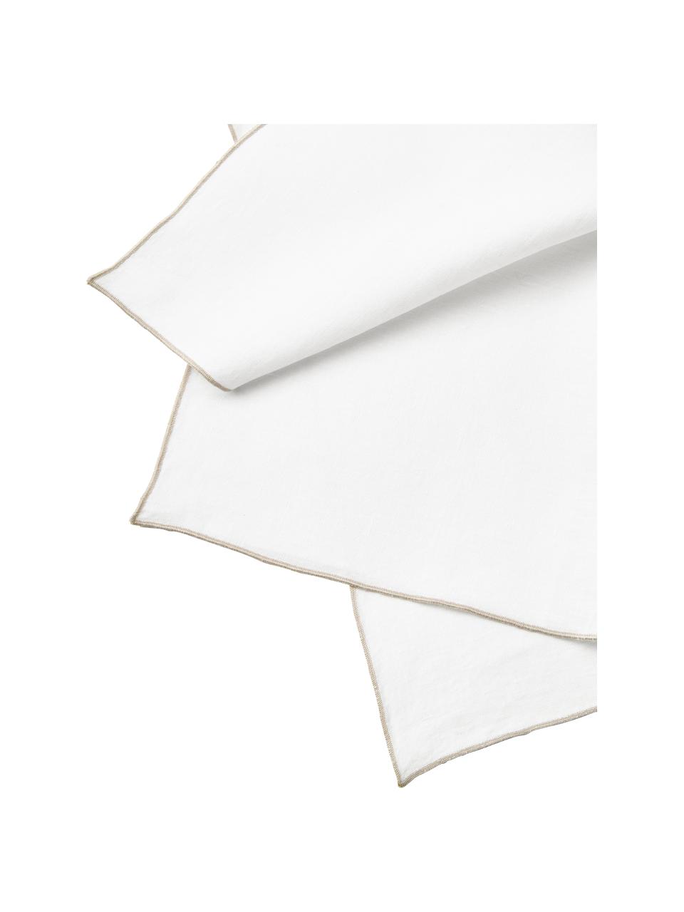 Leinen-Servietten Kennedy mit Umkettelung, 4 Stück, 100 % gewaschenes Leinen, European Flax zertifiziert, Weiß, B 45 x L 45 cm