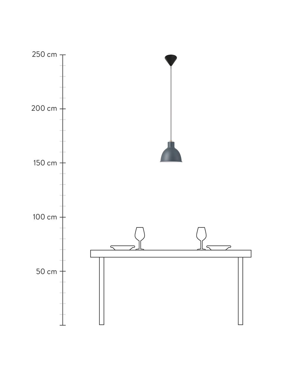 Kleine hanglamp Pop, Lampenkap: gecoat metaal, Decoratie: metaal, Baldakijn: kunststof, Grijs, messingkleurig, Ø 21 x H 24 cm