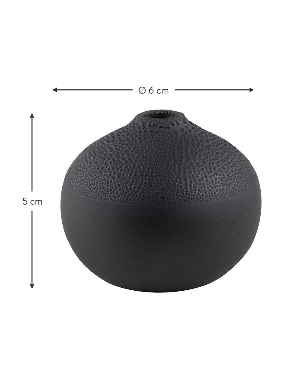 XS-Vase Perla aus Steingut in Schwarz, Steinzeug mit Perlglasur, Schwarz, Ø 6 x H 5 cm