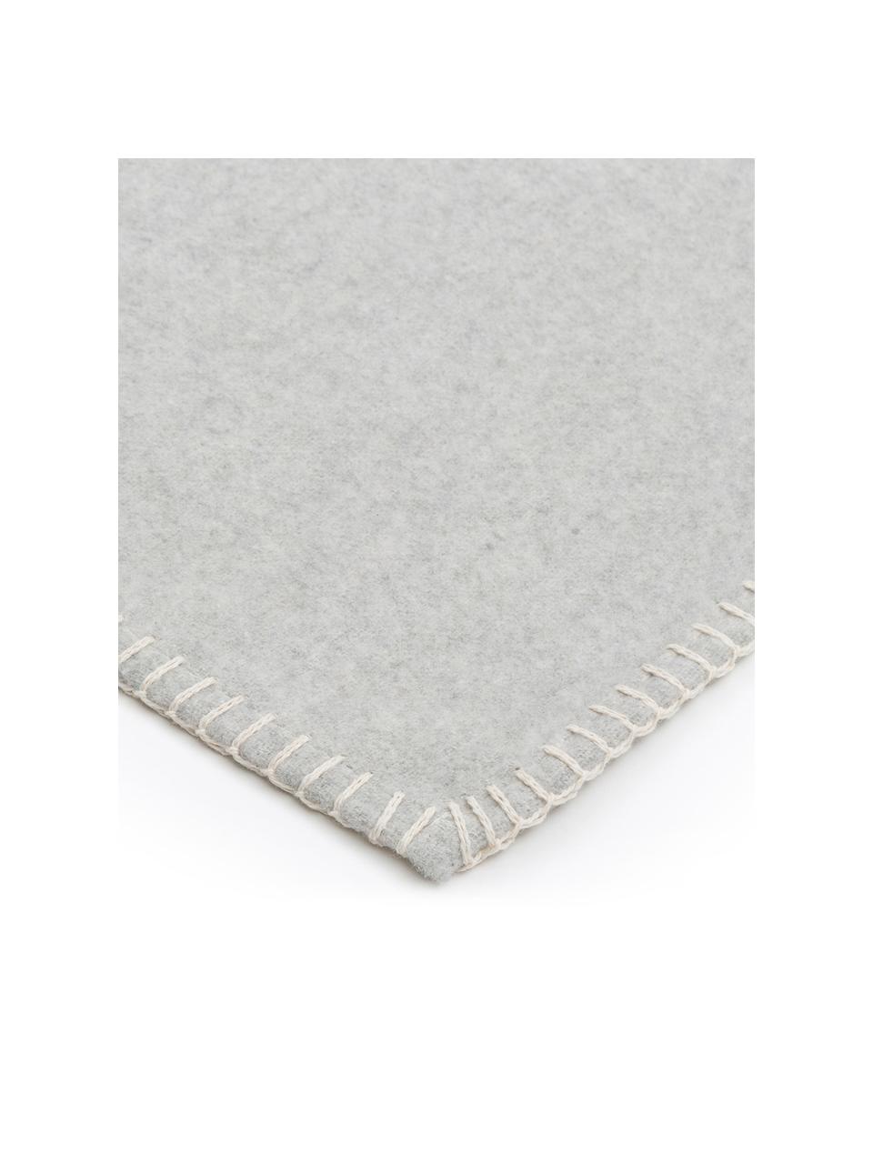 Plaid gris clair flanelle de coton Sylt, Gris clair, larg. 140 x long. 200 cm