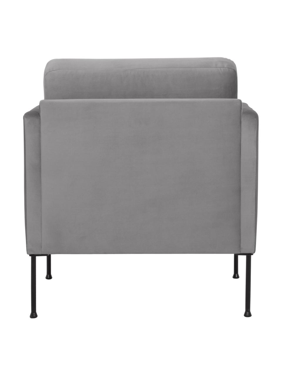 Sillón de terciopelo Fluente, Tapizado: terciopelo (poliéster de , Estructura: madera de pino maciza, Patas: metal con pintura en polv, Terciopelo gris claro, An 74 x F 85 cm