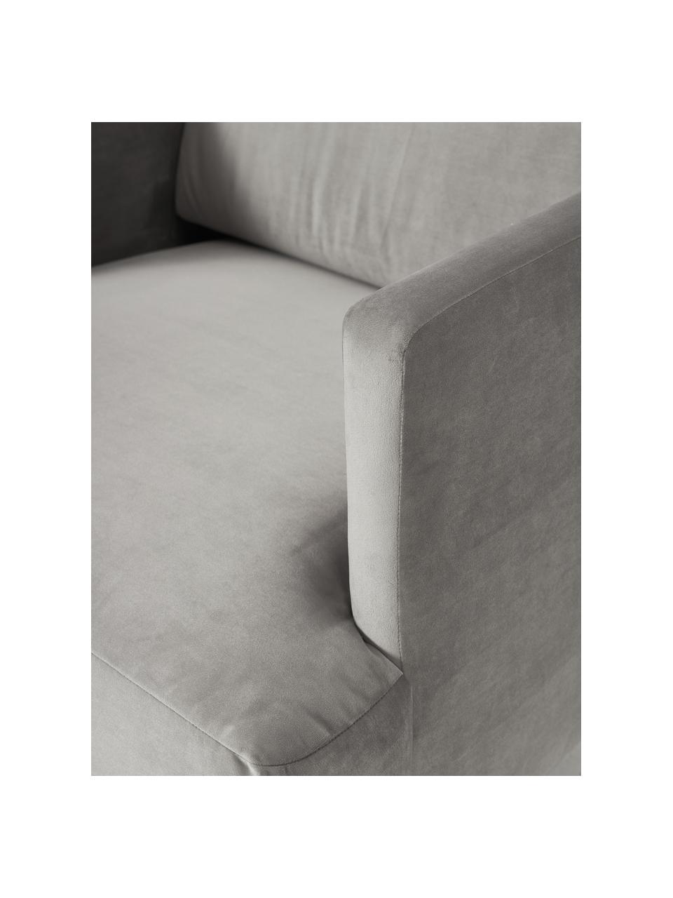 Samt-Sessel Fluente, Bezug: Samt (Hochwertiger Polyes, Gestell: Massives Kiefernholz, Beine: Metall, pulverbeschichtet, Samt Grau, B 74 x T 85 cm