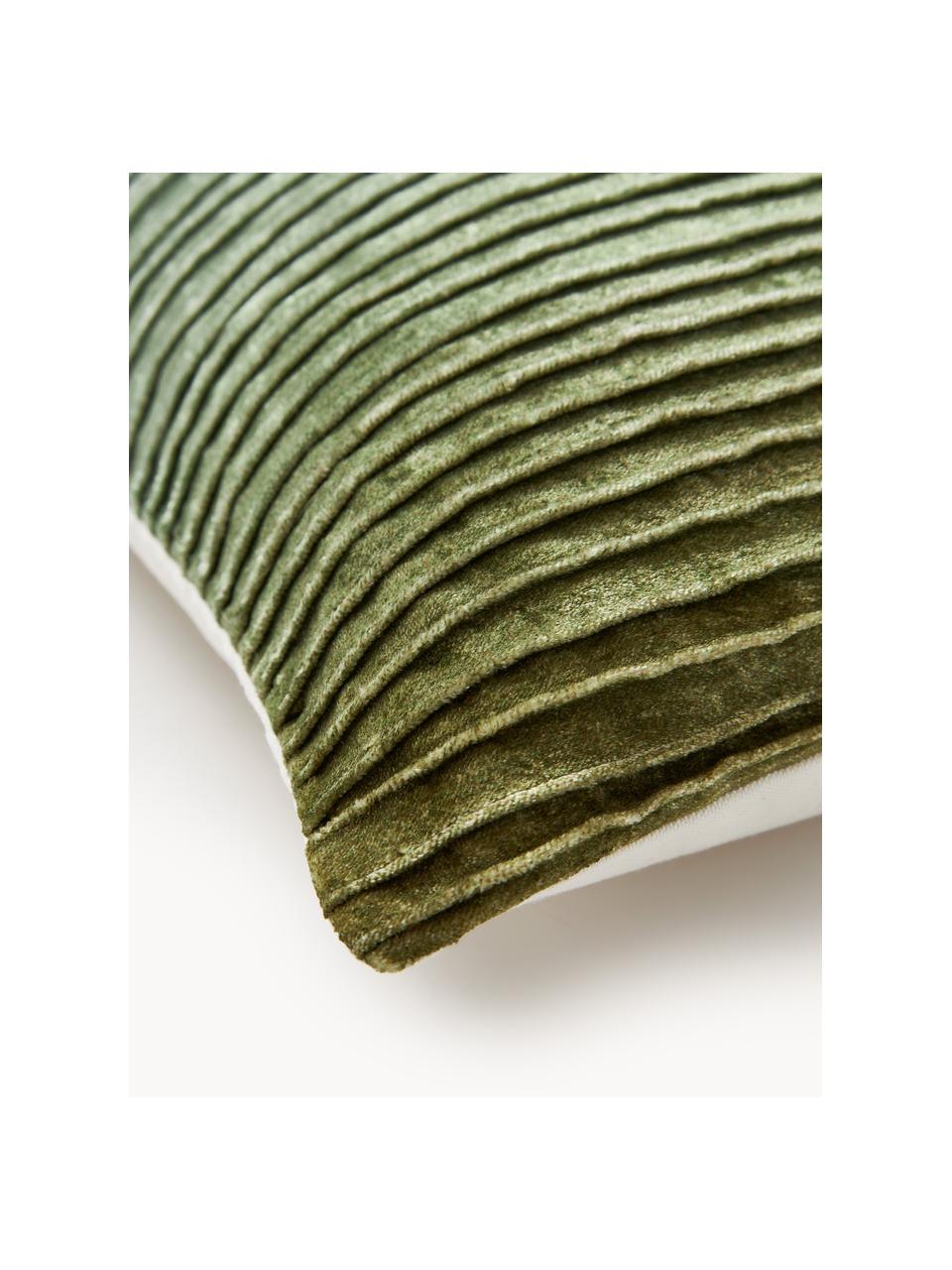 Copricuscino con motivo ricamato Hattie, Retro: 100% cotone, Verde, Larg. 45 x Lung. 45 cm