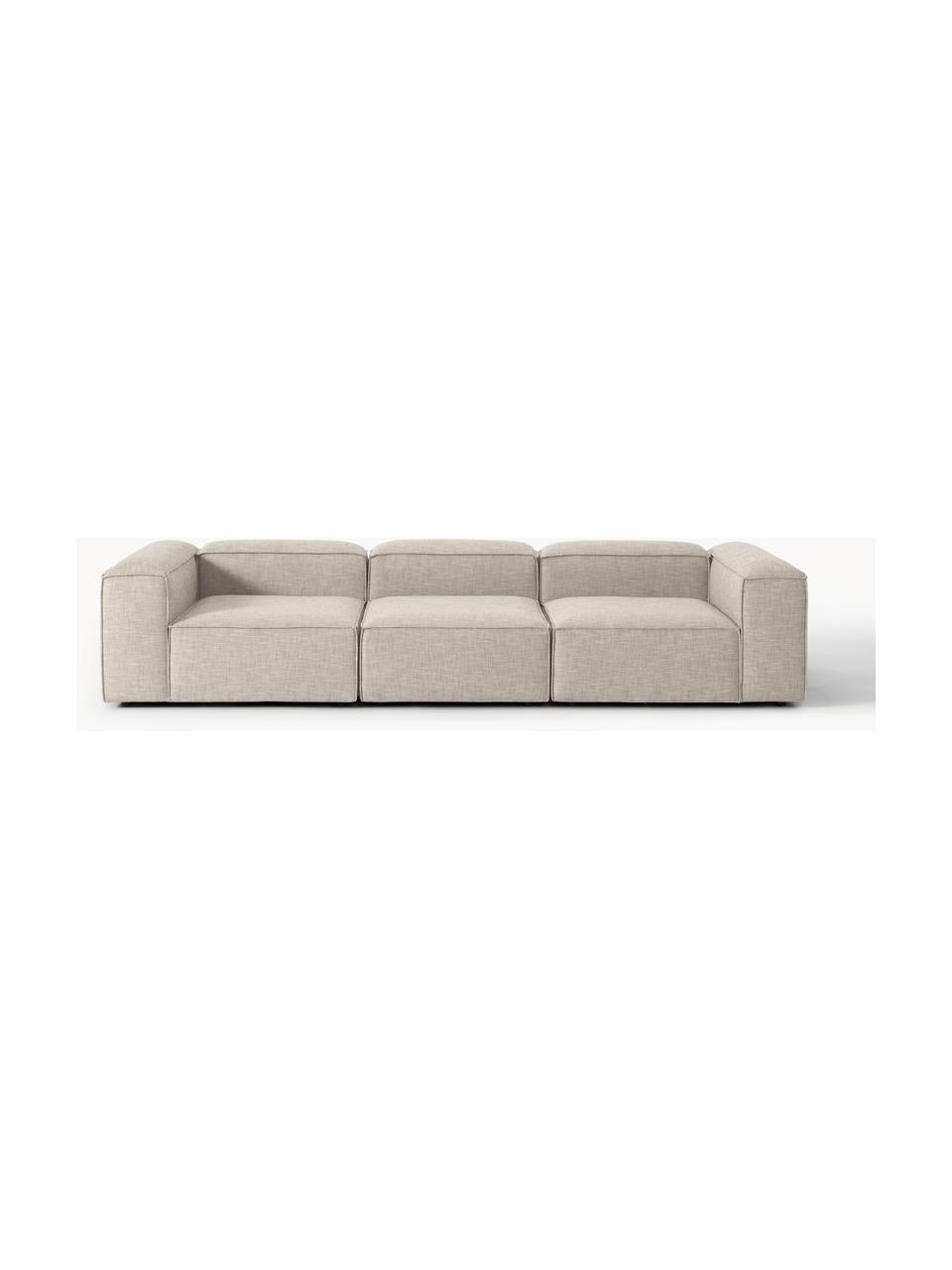 Modulares Sofa Lennon (4-Sitzer) aus Leinen-Mix, Bezug: 50 % Viskose, 25 % Leinen, Gestell: Fichtenholz, Sperrholz, m, Füße: Kunststoff Dieses Produkt, Leinen-Mix Grau, B 327 x T 119 cm