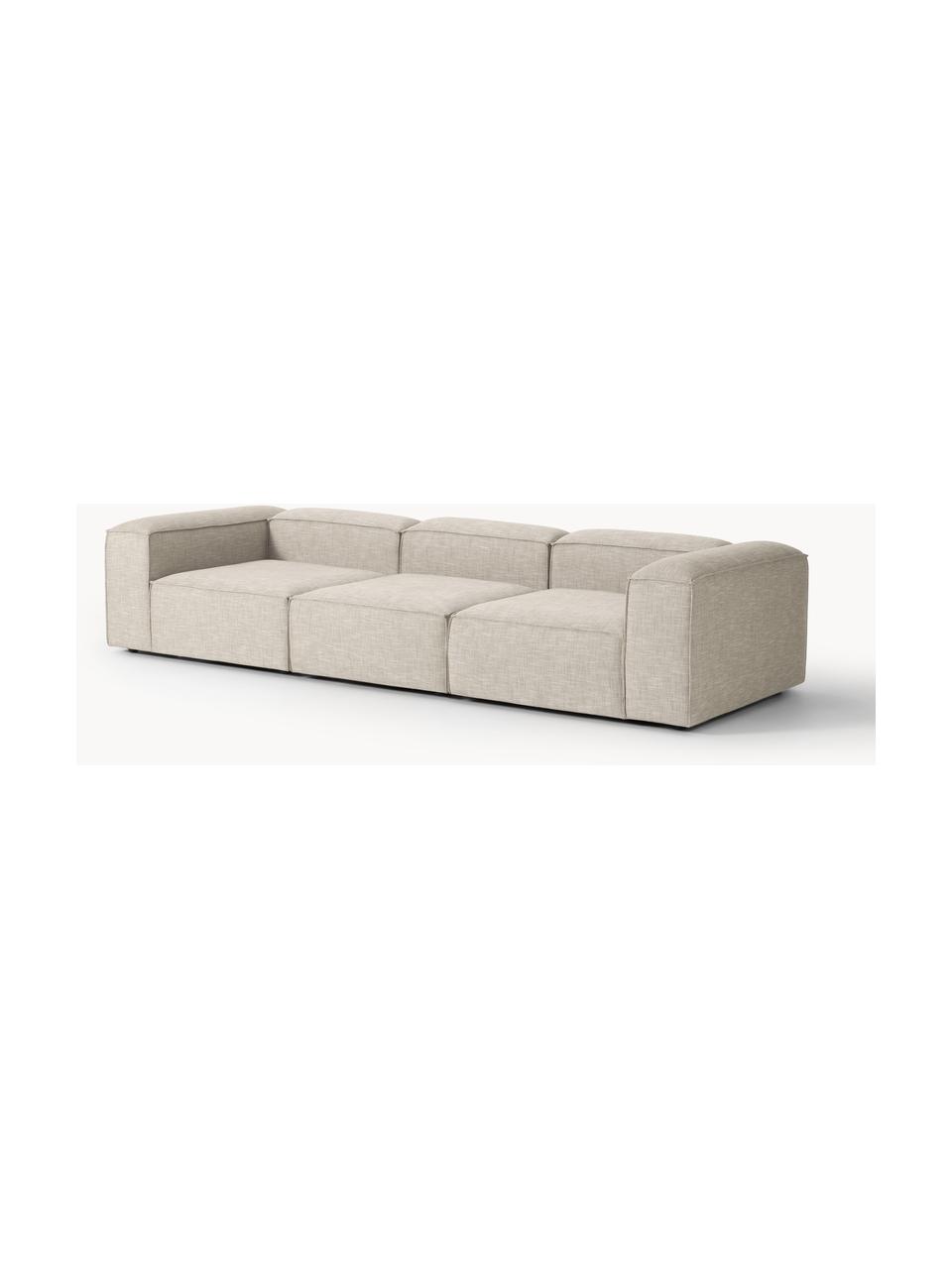 Modulares Sofa Lennon (4-Sitzer) aus Leinen-Mix, Bezug: 50 % Viskose, 25 % Leinen, Gestell: Fichtenholz, Sperrholz, m, Leinen-Mix Grau, B 327 x T 119 cm