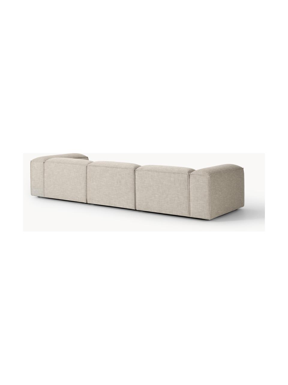 Modulares Sofa Lennon (4-Sitzer) aus Leinen-Mix, Bezug: 50 % Viskose, 25 % Leinen, Gestell: Fichtenholz, Sperrholz, m, Leinen-Mix Grau, B 327 x T 119 cm