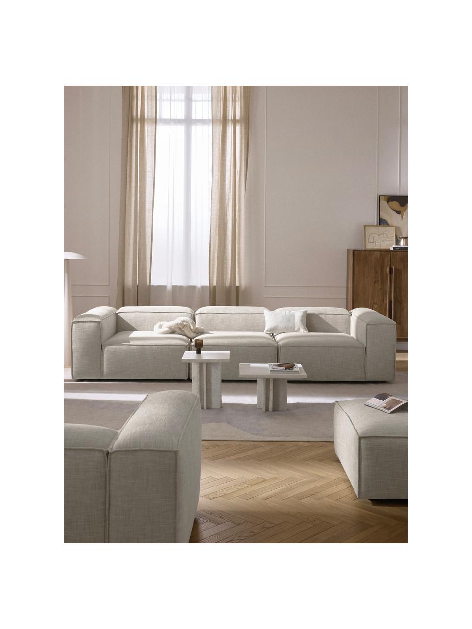 Modulares Sofa Lennon (4-Sitzer) aus Leinen-Mix, Bezug: 50 % Viskose, 25 % Leinen, Gestell: Fichtenholz, Sperrholz, m, Füße: Kunststoff Dieses Produkt, Leinen-Mix Grau, B 327 x T 119 cm