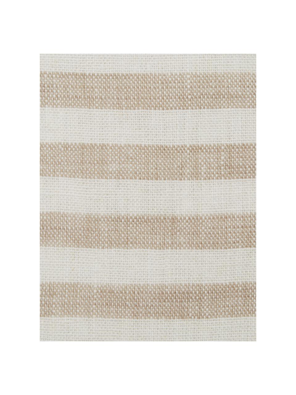 Camino de mesa de lino Solami, Lino, Beige, blanco, An 40 x L 150 cm