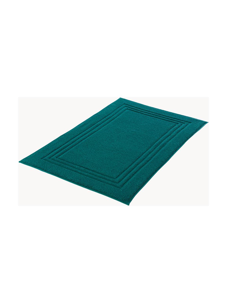 Tapis de bain unicolore Gentle, 100 % coton, Bleu pétrole, larg. 50 x long. 80 cm