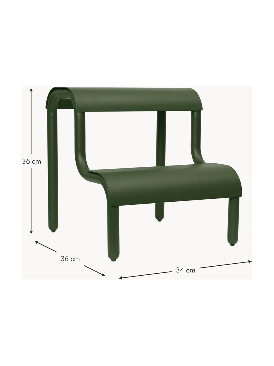 Tabouret en métal pour enfant Up Step, Métal, revêtement par poudre, Vert foncé, larg. 34 x haut. 36 cm