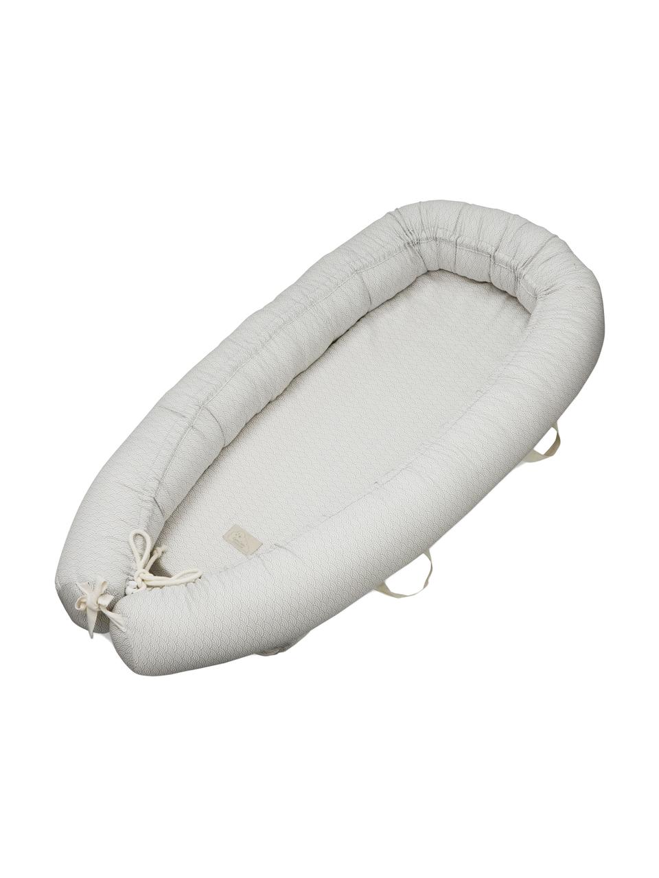 Couffin bébé en coton bio Wave, Gris, blanc, larg. 47 x long. 88 cm