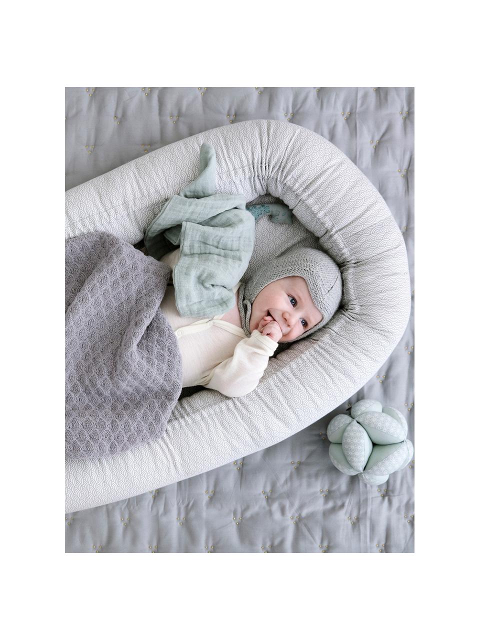 Couffin bébé en coton bio Wave, Gris, blanc, larg. 47 x long. 88 cm