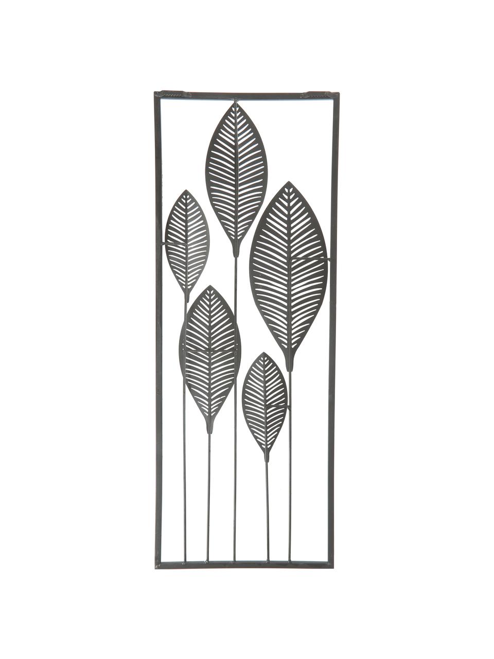 Decoración de pared Fronds, Metal recubierto, Negro, plateado, An 29 x Al 75 cm