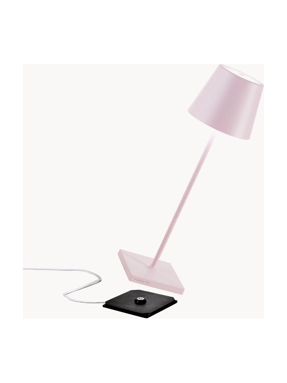 Mobile LED-Tischlampe Poldina, dimmbar, Hellrosa, matt, Ø 11 x H 38 cm