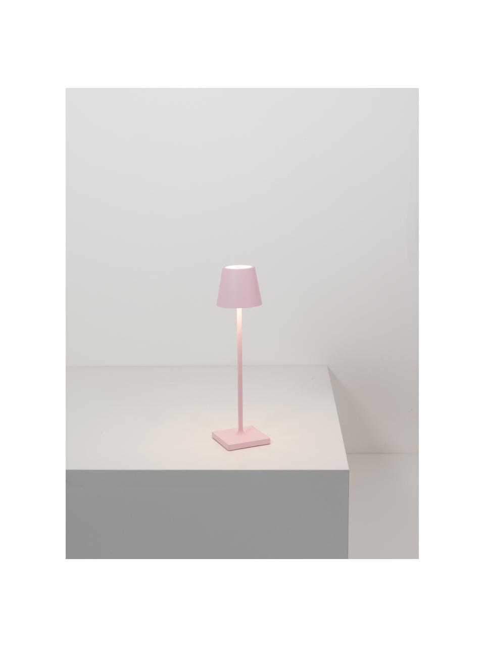 Lampada da tavolo portatile a LED con luce regolabile Poldina, Lampada: alluminio rivestito, Rosa chiaro opaco, Ø 11 x Alt. 38 cm