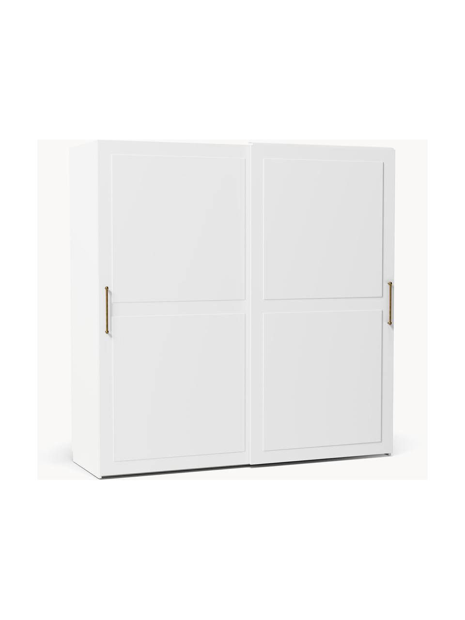 Modularer Schwebetürenschrank Charlotte, 200 cm Breite, mehrere Varianten, Korpus: Spanplatte, melaminbeschi, Weiß, Basic Interior, B 200 x H 200 cm