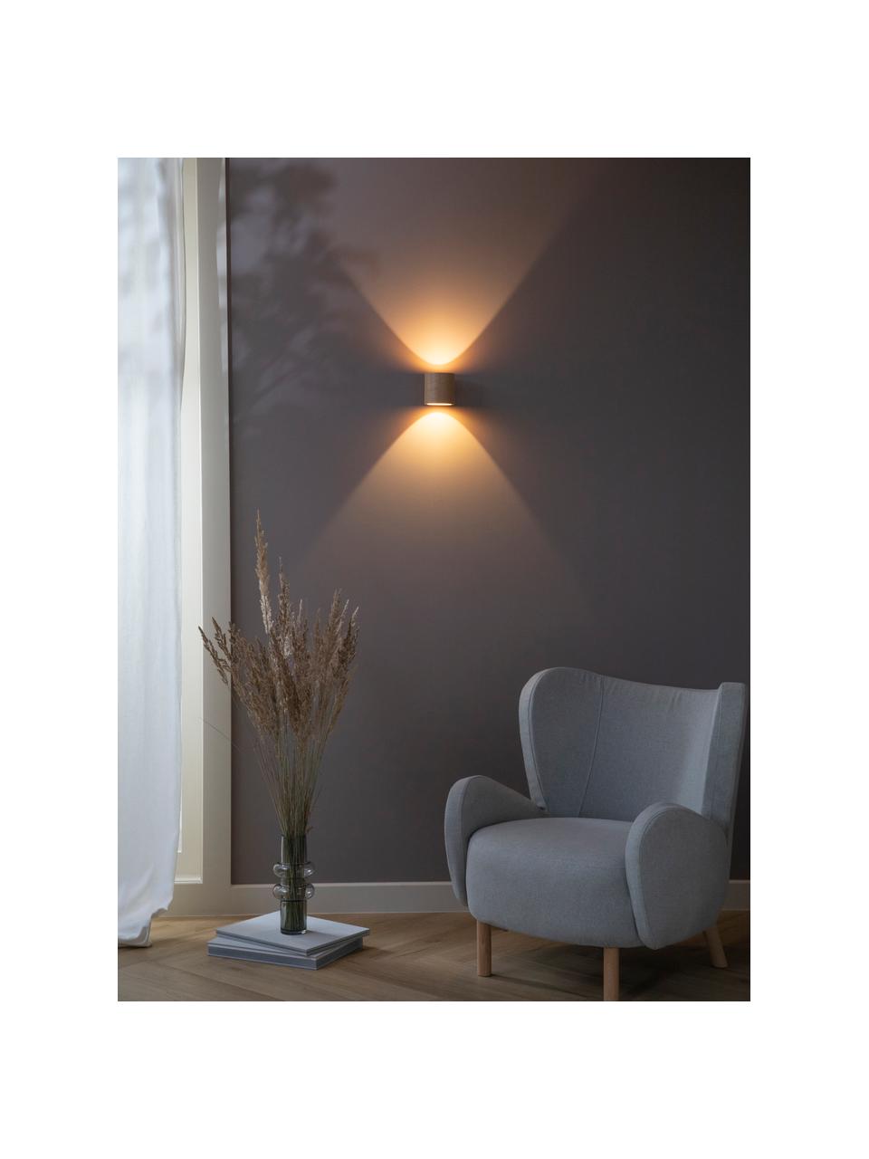 Kleine wandlamp Roda van hout, Lampenkap: hout, Lichtbruin, B 10 x H 10 cm