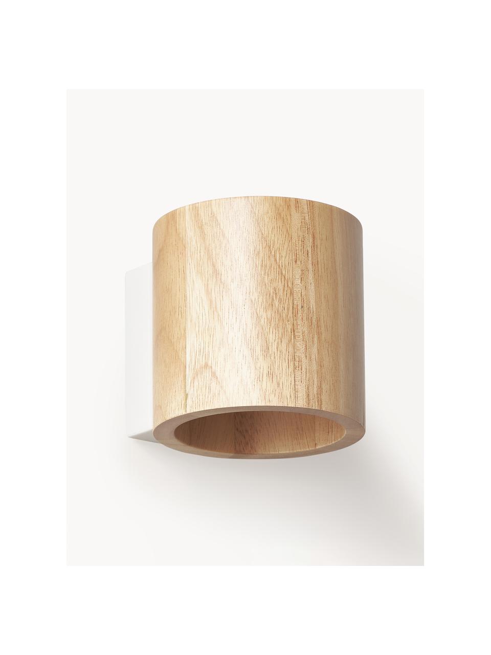 Kleine wandlamp Roda van hout, Lampenkap: rubberhout, Rubberhout, B 10 x H 10 cm