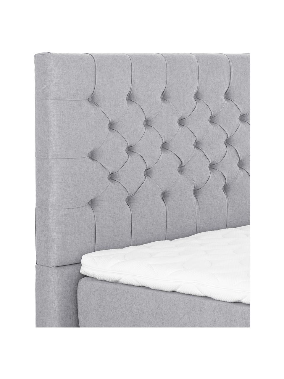 Premium Boxspringbett Pheobe, Matratze: 7-Zonen-Taschenfederkern , Grau, 200 x 200 cm