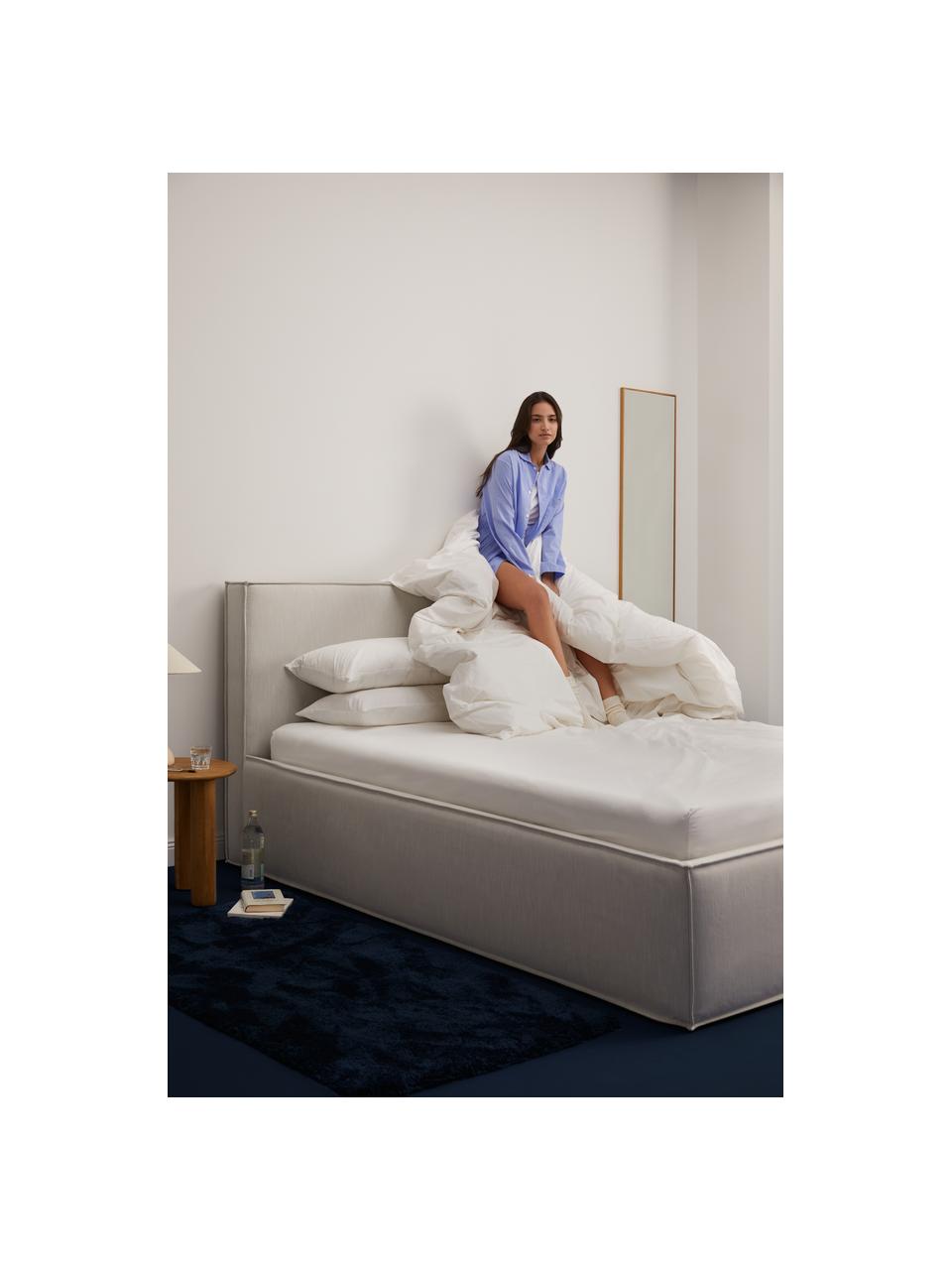 Gestoffeerd bed Dream, Bekleding: polyester (gestructureerd, Frame: massief grenenhout en pla, Geweven stof greige, B 180 x L 200 cm