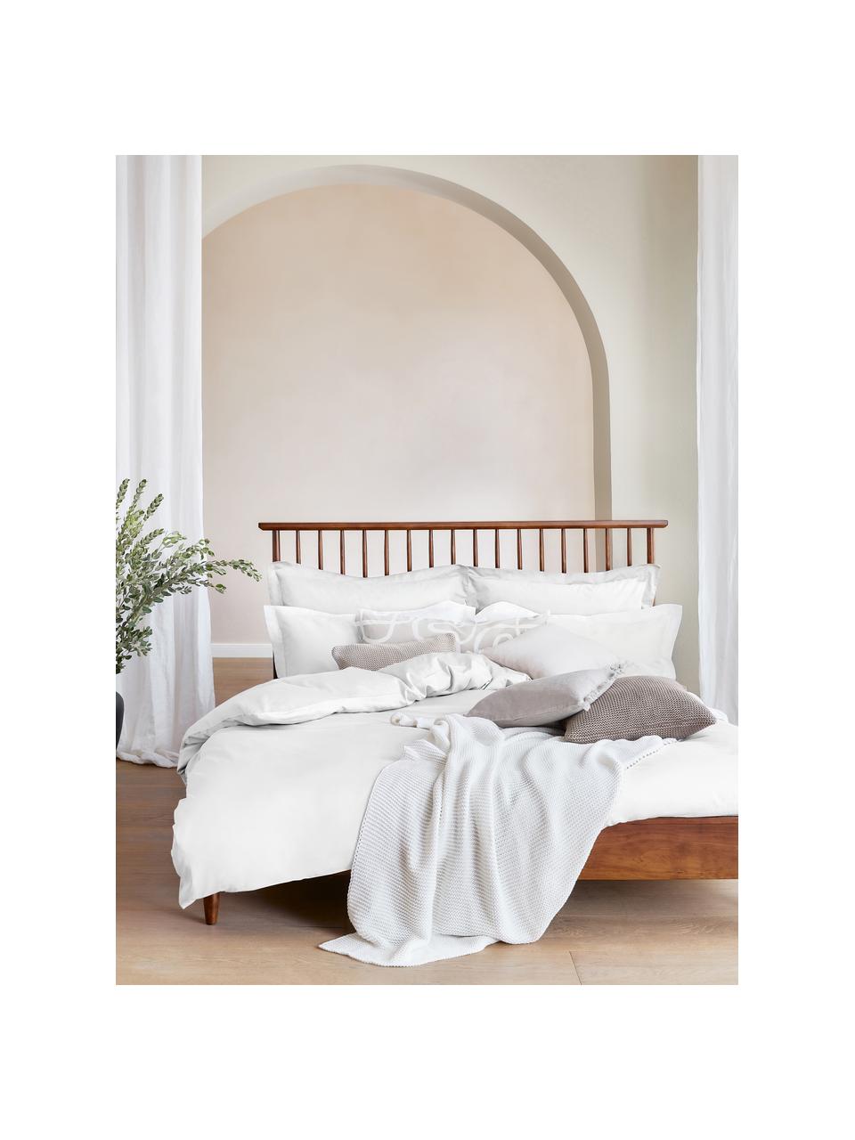 Satin-Bettdeckenbezug Premium aus Baumwolle in Weiß, Webart: Satin Fadendichte 400 TC,, Weiß, B 200 x L 200 cm