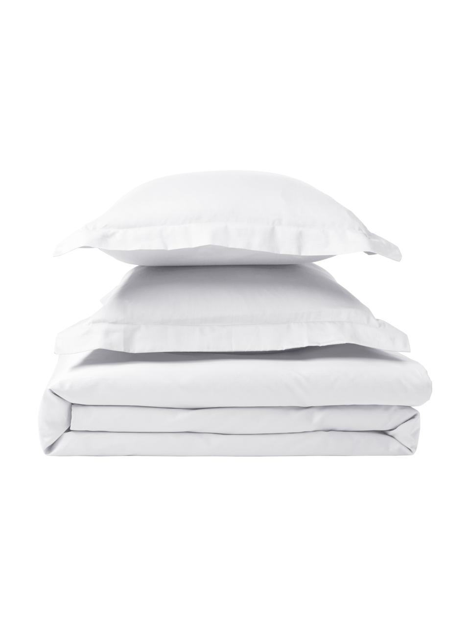 Satin-Bettdeckenbezug Premium aus Baumwolle in Weiß, Webart: Satin Fadendichte 400 TC,, Weiß, B 200 x L 200 cm