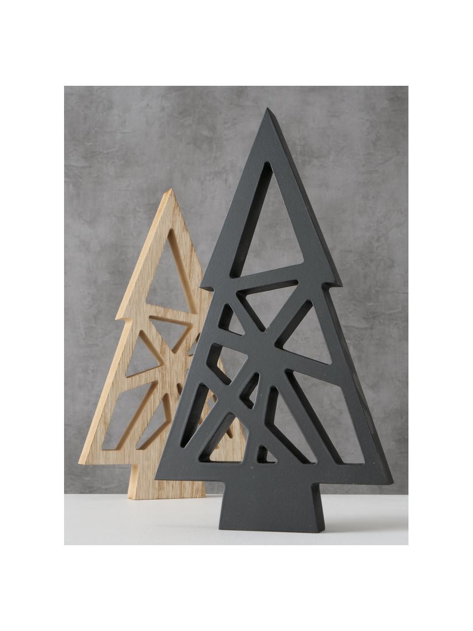 Set 2 oggetti decorativi Grafik, Pannello di fibra a media densità (MDF), Marrone chiaro, nero, Larg. 17 x Alt. 30 cm