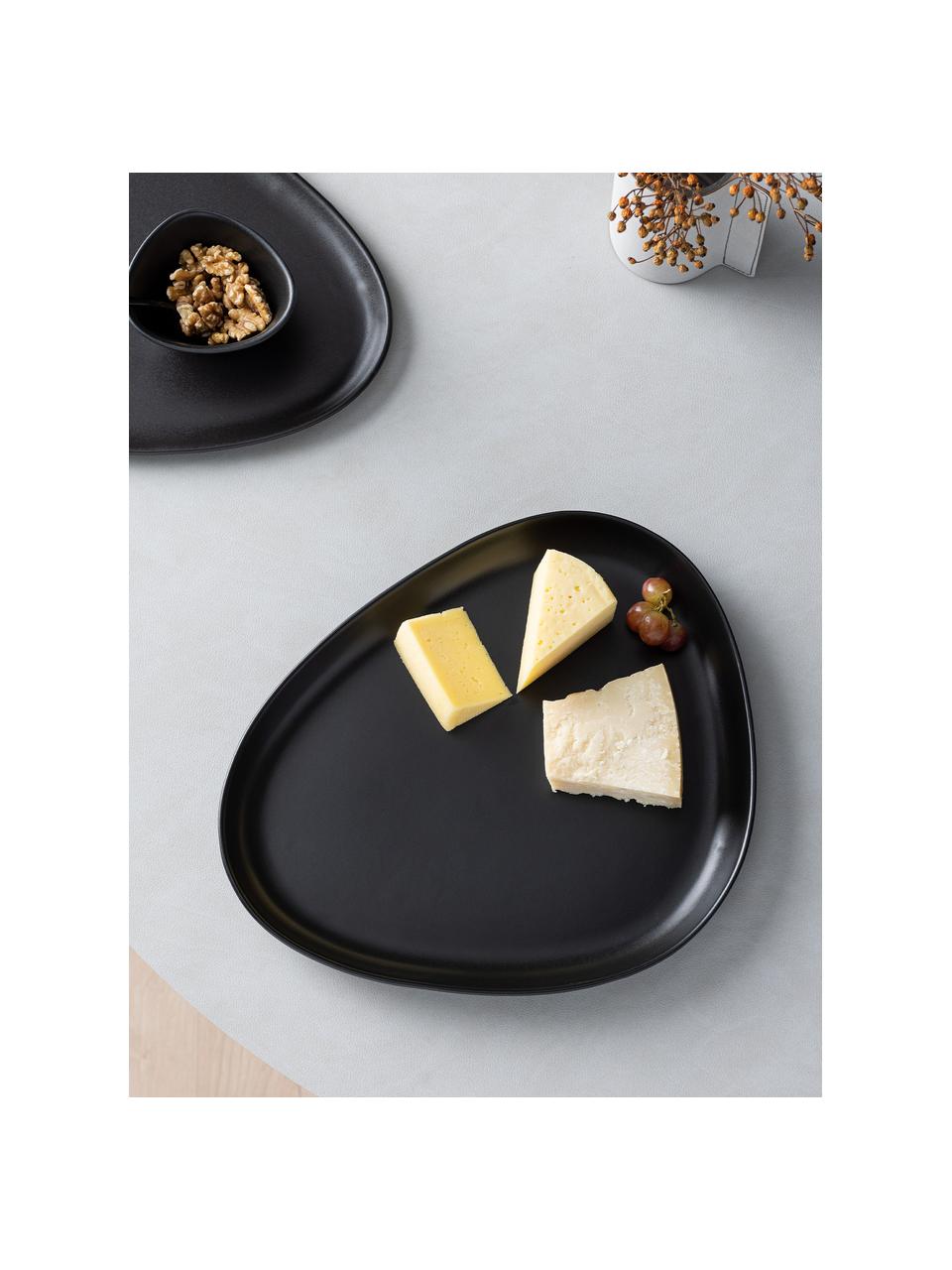 Ručně vyrobený servírovací talíř z kameniny Monaco, Kamenina, Černá, D 35 cm, Š 30 cm