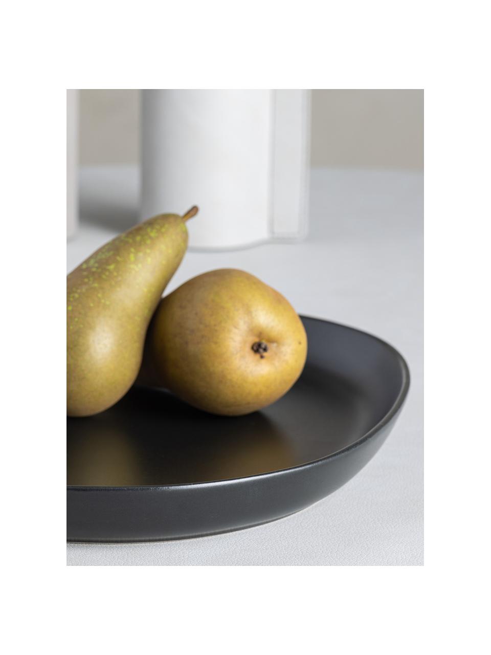 Ručne vyrobený servírovací tanier Monaco, Kamenina, Čierna, D 35 x Š 30 cm