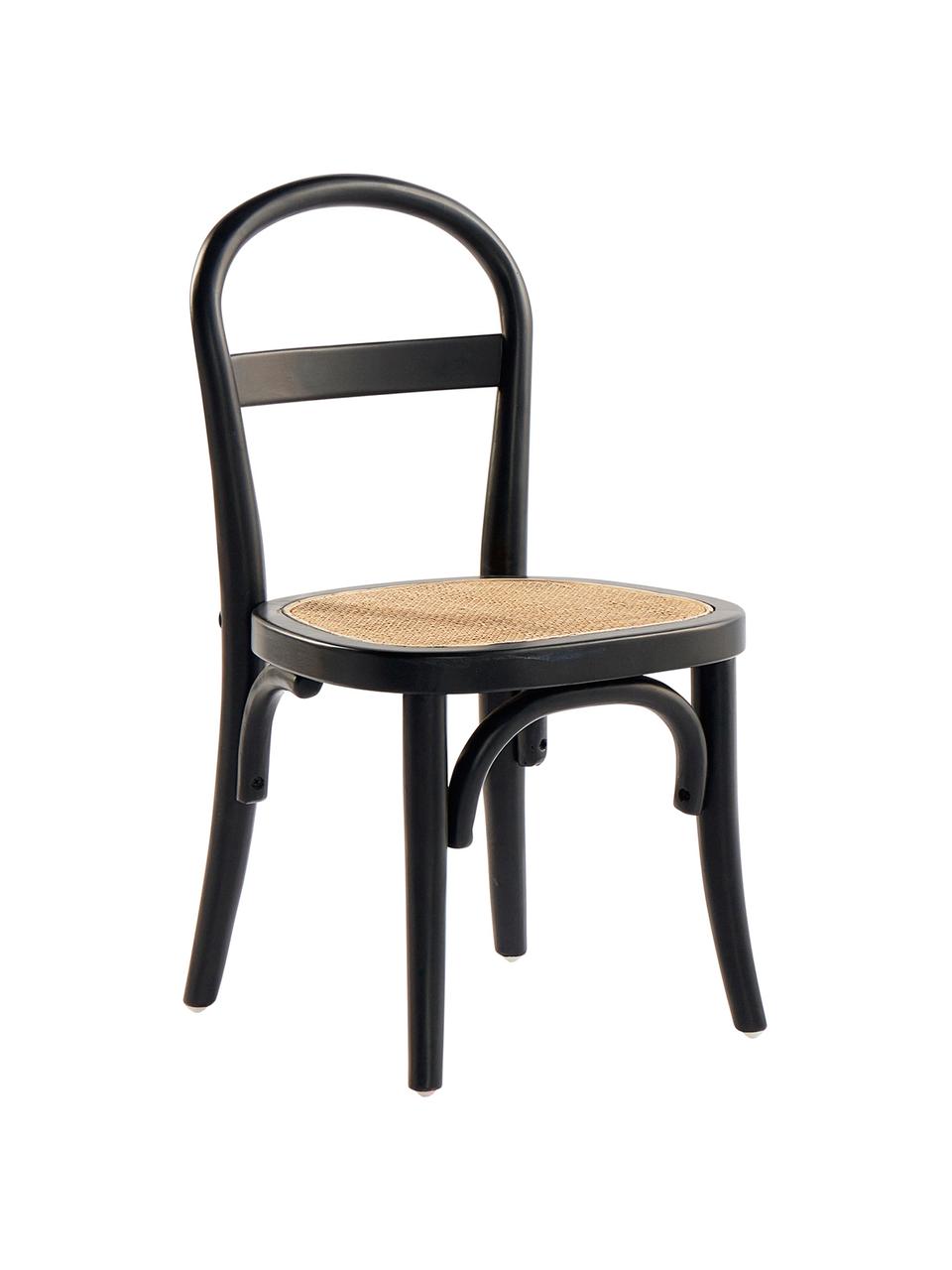 Drevená detská stolička s viedenským výpletom Rippats, 2 ks, Čierna, béžová, Š 33 x H 35 cm