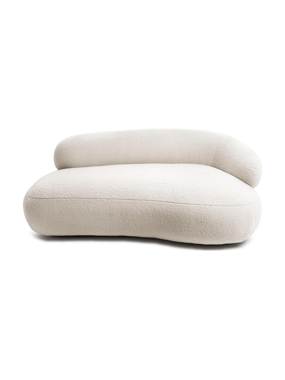 Canapé haricot 2 places tissu peluche Alba, Peluche blanc crème, larg. 185 x prof. 114 cm, dossier à droite