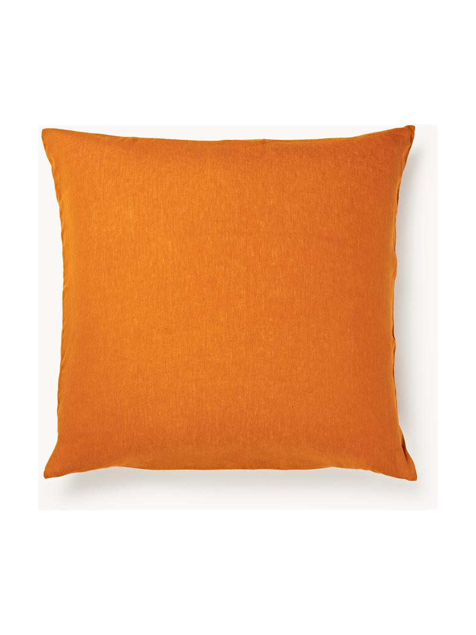 Taie d'oreiller en lin délavé Airy, Orange, larg. 50 x long. 70 cm