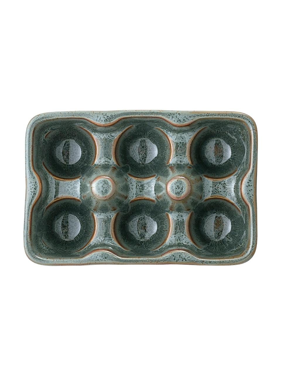 Ručně vyrobená kameninová miska na vejce Pixie, Kamenina, Zelená, Š 17 cm, V 5 cm