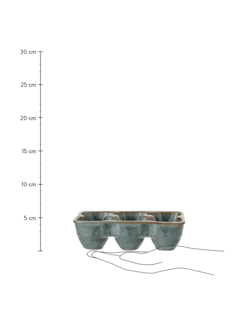 Ručne vyrobený stojan na vajíčka z kameniny Pixie, Kamenina, Zelená, Š 17 x V 5 cm