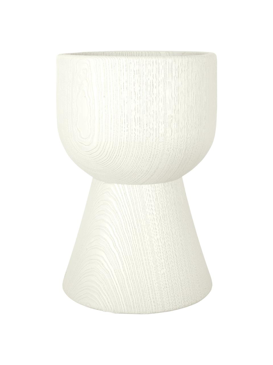 Macetero grande en look madera Tam Tam, Plástico, Blanco, Ø 17 x Al 27 cm