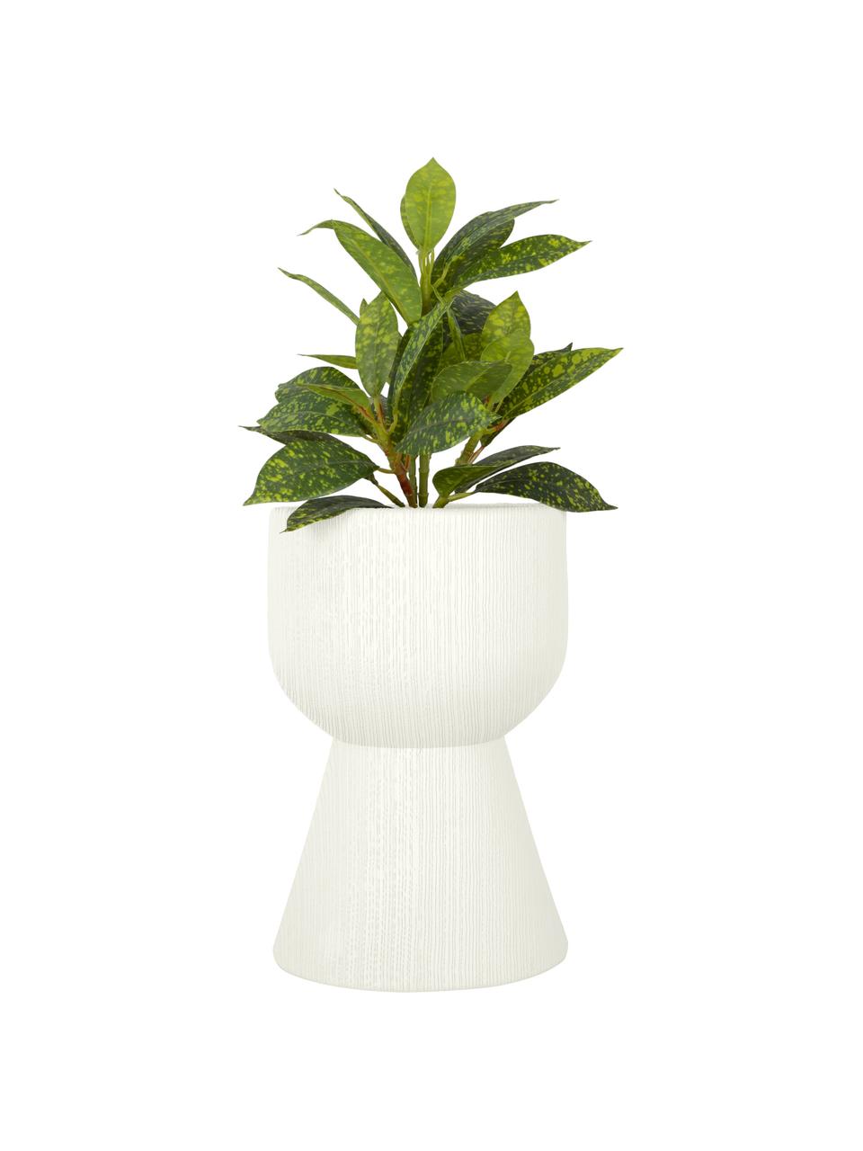 Macetero grande en look madera Tam Tam, Plástico, Blanco, Ø 17 x Al 27 cm