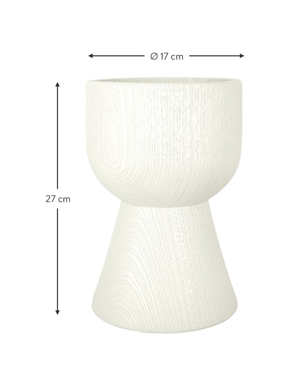 Macetero grande en look madera Tam Tam, Plástico, Blanco, Ø 17 x Al 27 cm