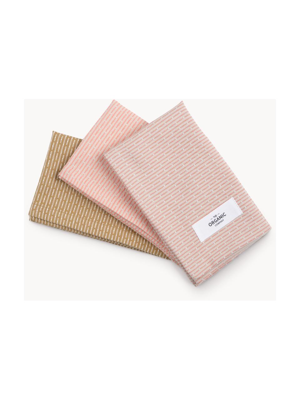 Geschirrtücher Joseph aus Bio-Baumwolle, 3er-Set, 100 % Baumwolle (Bio), GOTS-zertifiziert, Hellrosa, Peach, Beige, B 30 x L 35 cm